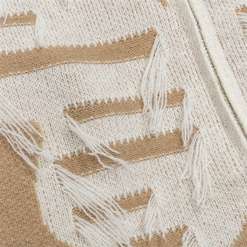 Collar knit cardigan sweater