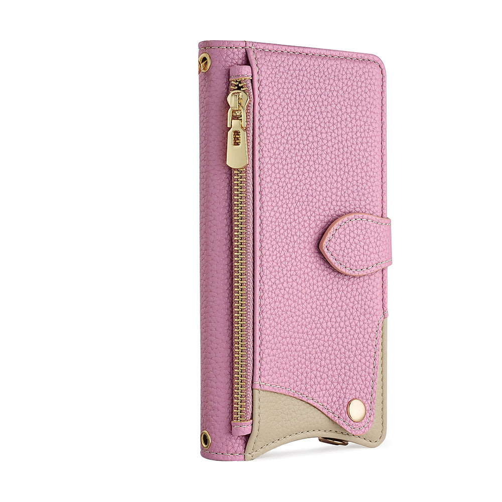 Makeup mirror Apple 17 Promax crossbody phone case suitable for iPhone 15 stand 16 card insertion 13 phone case