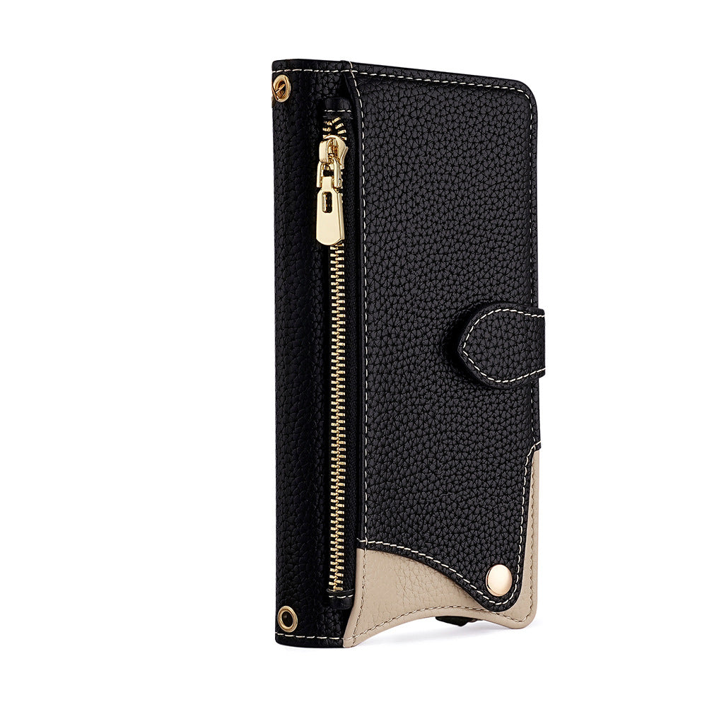 Makeup mirror Apple 17 Promax crossbody phone case suitable for iPhone 15 stand 16 card insertion 13 phone case