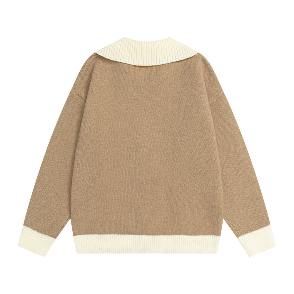 Collar knit cardigan sweater