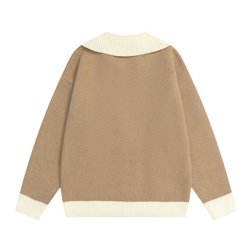 Collar knit cardigan sweater