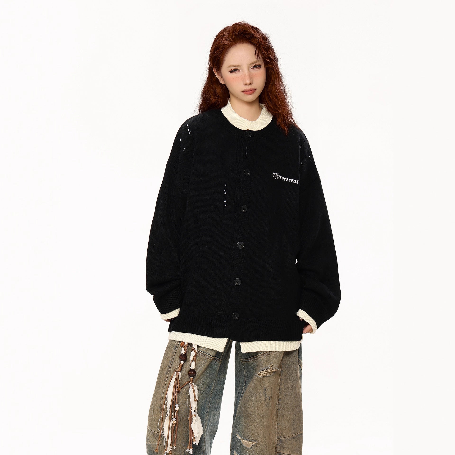 Cardigan Sweater Women's Vintage Loose Casual Knitwear Coat