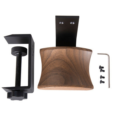 Clip-on Metal Solid Wood Headphone Stand, Walnut Wood Headphone Hanger, Easy Installation Headphone Bracket