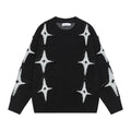 Cross star jacquard round neck sweater